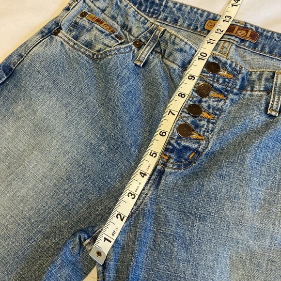 LEI Button Fly Mid Rise Flare Capri Jeans 100% Cotton Y2K Boho Size 13 - Picture 9 of 13